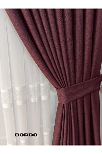 MebelPort Curtain Linen Phone Curtain 1/3 Intencial Stitching Single Wing for Cornish (30 Colors Selection)
