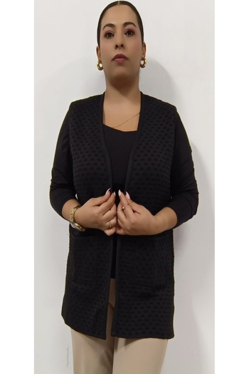 AKŞEN GİYİM Short knitwear Vest - Plus Size, Steel knit, EmBossed Pattern, Two Pockets, Mother Design