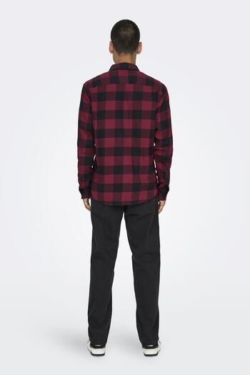 Only & Sons Onsgudmund Men's Checked Shirt Bordo