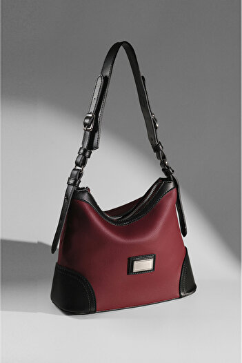 Rimense Women's Burgundy Adjustable Strap Lined Hand and Shoulder Bag