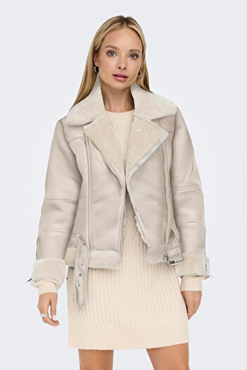 ONLY Onlagnete Oversize Faux Leather Jacket με επένδυση από γούνα ΕΠΕΞΕΡΓΑΣΜΕΝΟ ΔΕΡΜΑΤΙΝΟ ΜΠΟΥΦΑΝ 15260002