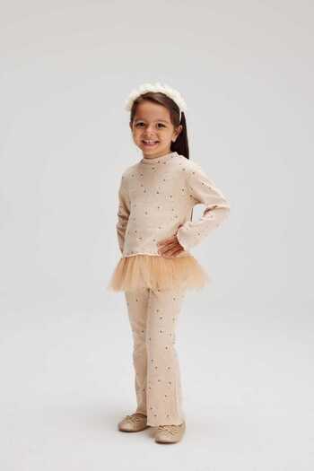 Tudekids Tude Ki̇ds New Season Tule Detailed Girl's Cashkorse Tights Bottom Top Set