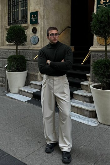Livio Ferri Men's Wool Regular Fit Half Turtleneck Knitwear Sweater