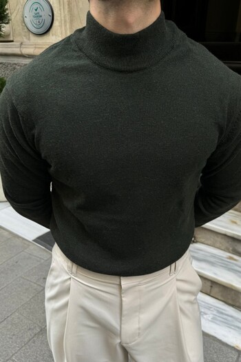 Livio Ferri Men's Wool Regular Fit Half Turtleneck Knitwear Sweater