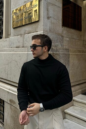Livio Ferri Men's Wool Regular Fit Half Turtleneck Knitwear Sweater
