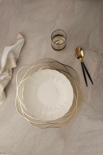 Kütahya Porselen 25 cm Bowl Gold - Bone Luz Form Mesh