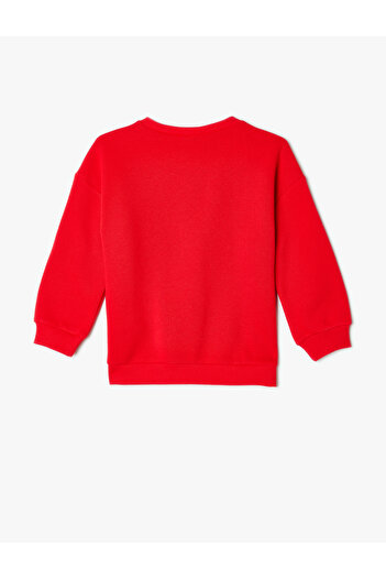 Koton Crew Neck Long Sleeve Raised Sweatshirt - Slogan Printed