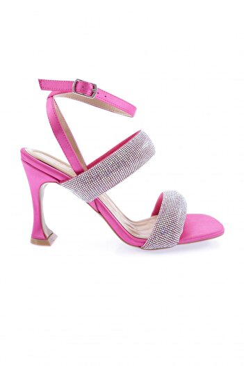 DGN 8033-23Y Silver Stoned Ankle Strap Women's Heeled Shoes