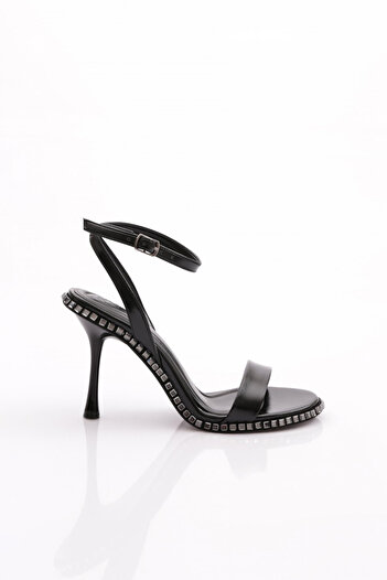 DGN 2414 Model Stone Detailed Women's Evening Dress Heeled Shoes