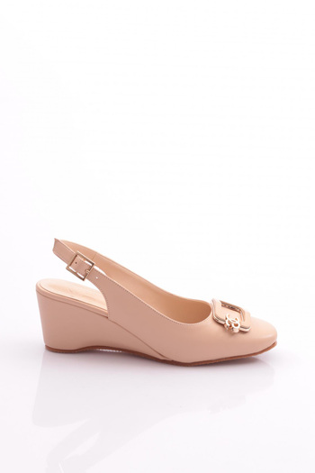 DGN Beige Women's Heeled Shoes - Back Tie 354223539