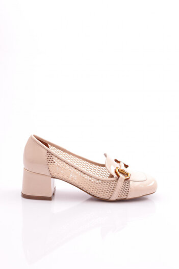DGN Beige Patent Leather Heeled Shoes - Metal Accessories 7663535