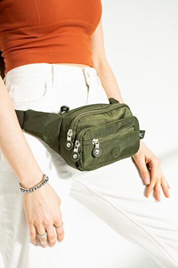 RKY SERENITY Clinker Fabric 6-Compartment Adjustable Strap Functional Bag Suitable for Use on Waist and Cross Shoulder