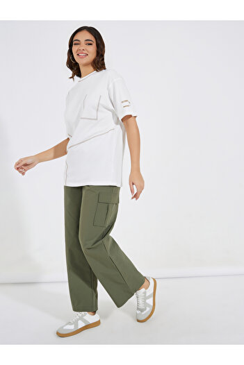 Styli Jersey Fabric Overlock Stitch Detail T-Shirt