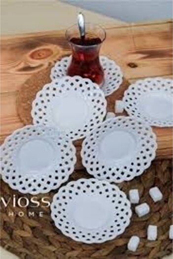 SERAMİKCİ 6 Pieces Lace Motif Tea Plate