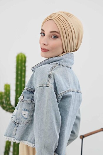 Aisha's Design Pleated Winter Bonnet,B-13Rb,Beige