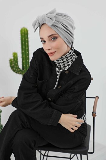 Aisha's Design Bowknot Winter Bonnet,B-27Rb,Grey Melange