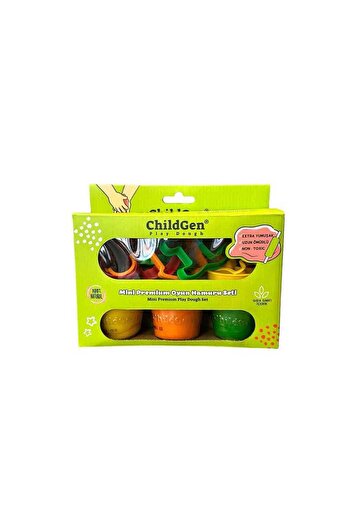 ChildGen Premıum Mını Set 125 gr X 3 Adet Oyun Hamuru 8 Adet Oyun Hamuru Kalıbı