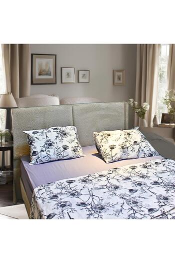 ATA HOME Double Cotton Duvet Cover Set - 3 Sheets and Quilt Pillow, 220X220 cm