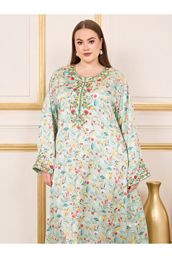 Maxim Creation By Styli Plus Satin Floral Embroidered Jalabiya