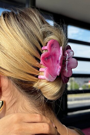 TAKIŞTIR Pink Color Flower Figured Bone Peg Buckle