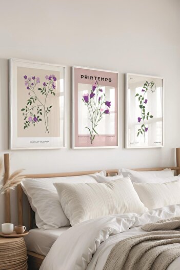 Postifull Set de picturi cu rame, 3 bucăți de rame albe și set de postere cu tematică botanică minimalistă, nr:300475