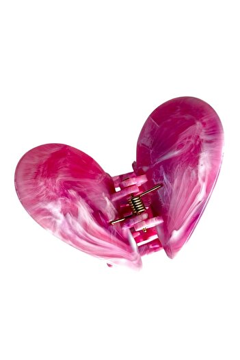 TAKIŞTIR Pink Color Heart Detailed Bone Peg Buckle