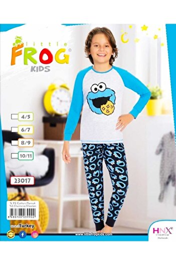 FROG baskılı ince pamuklu çocuk pijama takımı