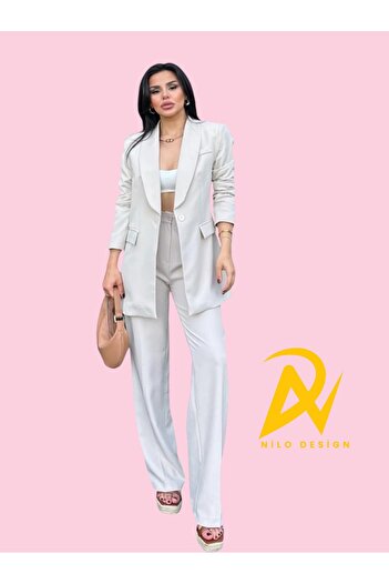 NILOO Women's Single Button Jacket Trousers Set