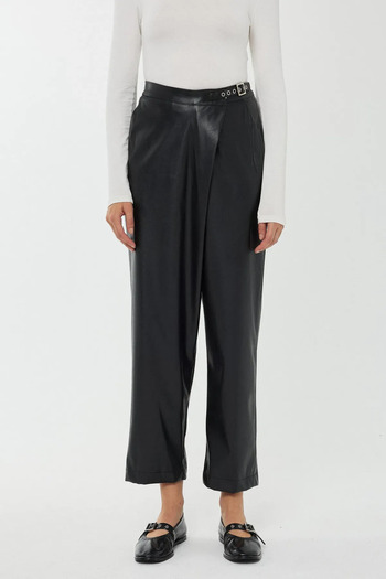 Hiccup High Waist Crop Faux Leather Trousers