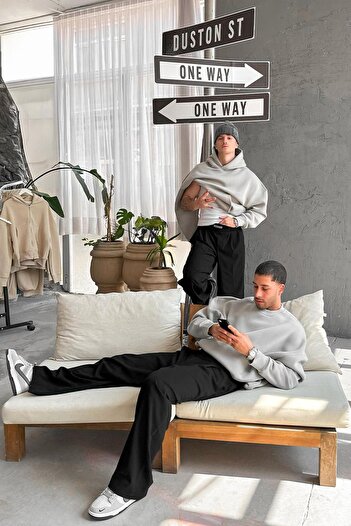 HAFKAGİYİM Gray Cozy Basic Oversize Sweat