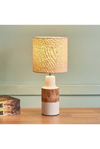Home Box Novalie Ceramic Table Lamp with Linen Shade - 41 cm
