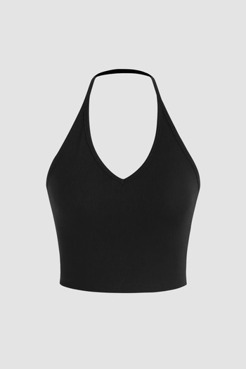 Hiccup Halter Neck Jersey Crop Top