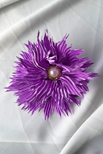 TAKIŞTIR Purple Color Flower Figured Pearl Detailed Latch Buckle