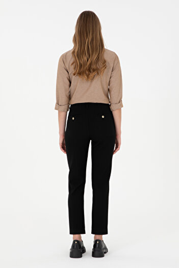 U.S. Polo Assn. Kadın Siyah Carrot Hight Waist Fit Kanvas Pantolon 50298544-VR046