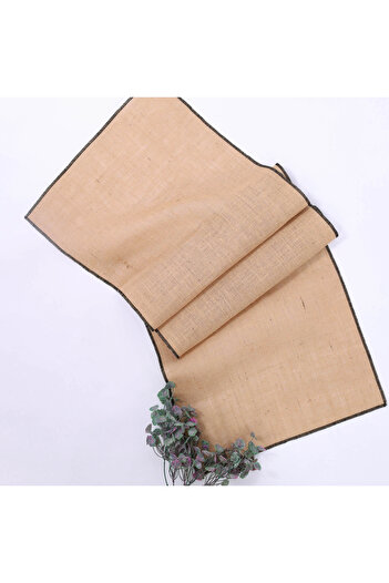 Bimotif Black Overlock Edged Jute Runner, 45x150 Cm