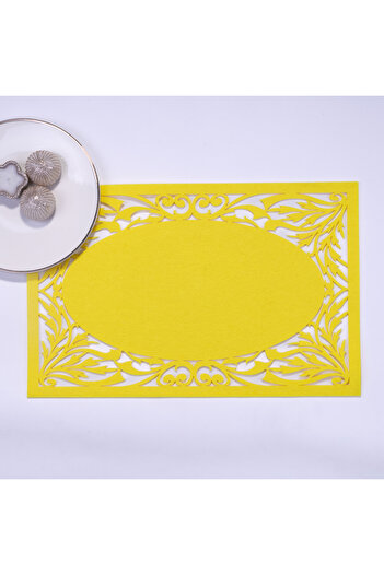 Bimotif Sarı Keçe Amerikan Servis, Branch - 29x45 Cm 1 Adet