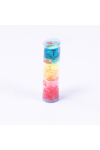 Bimotif 250pcs 5 coloured hair rubber, (red, pink, melon, yellow, green)