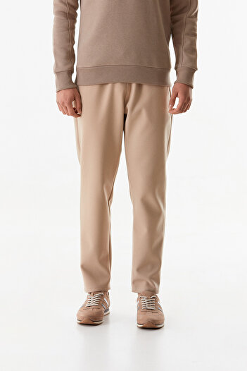 Fulla Moda Basic Beli Lastikli Straight Kaşe Pantolon