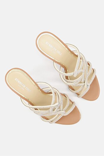 Kenneth Cole Women Medium Metallic Slip On Sandals, Peach/Silver