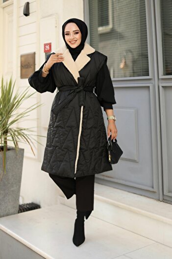 HARMAN BUTİK Women's Furry Quilted Vest