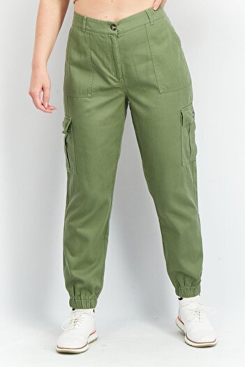 Tchibo Women Regular Fit Cargo Pants, Green