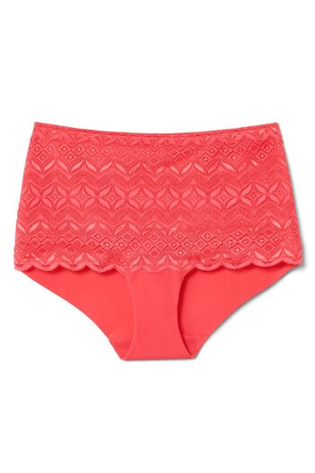 Tchibo Women Lace High Waist Pull On Briefs, Red