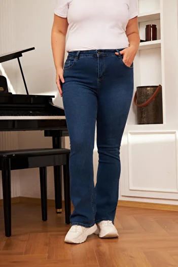 RMG Plus Size Blue Spaghetti Jeans