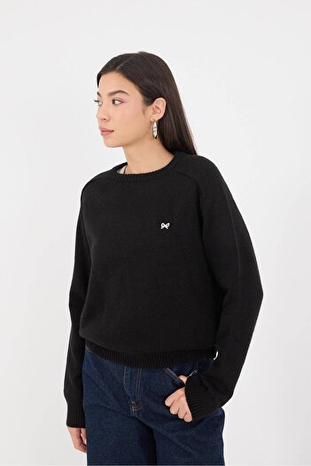 Addax Crew Neck Ribbon Embroidered Knitwear Sweater K3419-A7