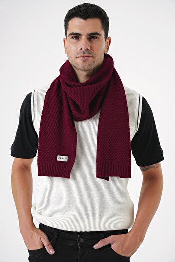 CHUBA Men's Claret Red Knitwear Scarf - Soft Textured and Knitted Detail 25W4001