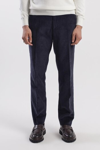 Jakamen Navy Blue Regular Fit 100% Cotton Velvet Trousers