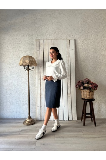 KÜÇÜĞÜM BUTİK Indigo Blue Short Skirt