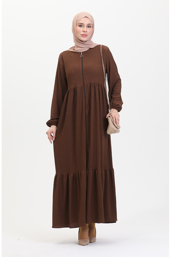 sefamerve Hnědá Ferace - Wrap Fabric, Stahovací zip 1018-08