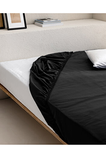 Madame Coco Manon Single 100% Cotton Ranforce Elastic Sheet - Black