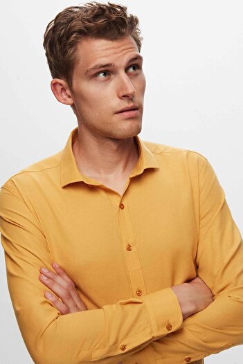 Twn Slim Fit Men's Shirt Mustard Color